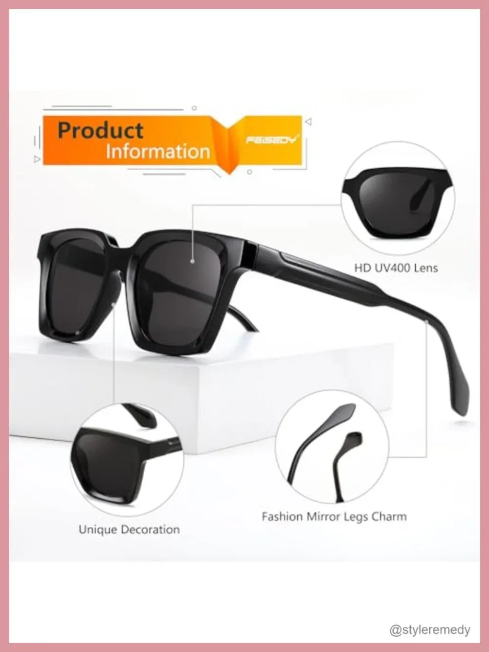 Retro Square Sunglasses Men Women Rectangle Thick Frame Shades Classic Designer